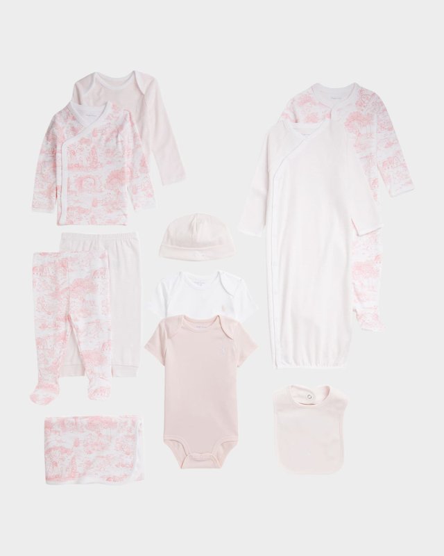 Girl's 11-Piece Cotton Interlock Gift Set, Size Newborn-9M